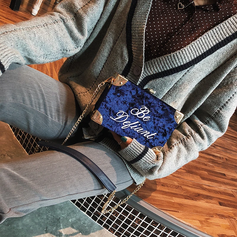 

Fashion Velvet Box Mini Clutches Bag Women Wedding Bride Handbags Ladies Evening Party Bag Purse Shoulder Bag Sac A Main