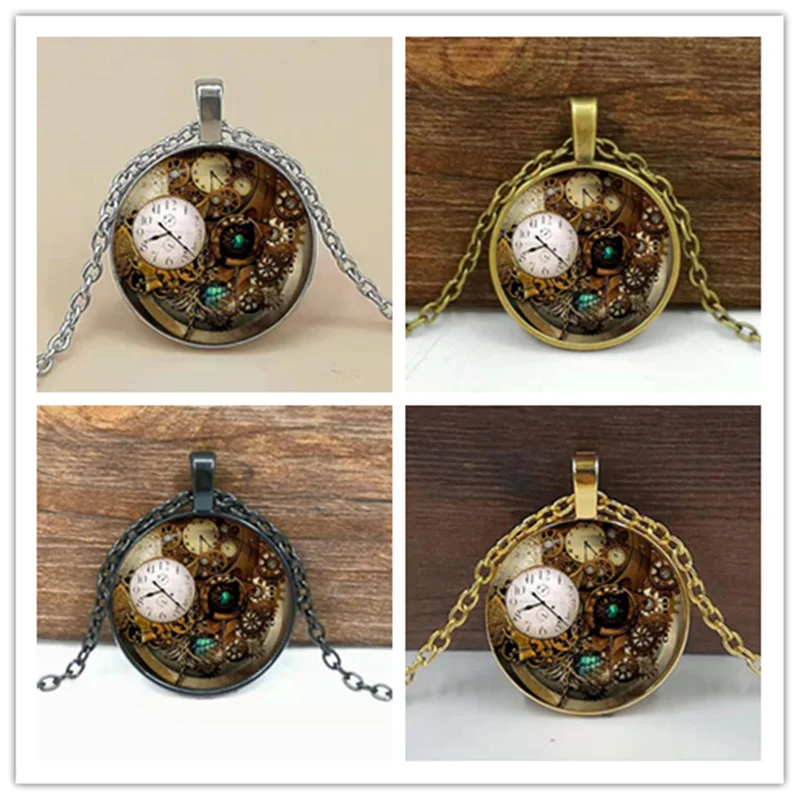 

2019new Steampunk Jewelry Accessories Steampunk Clock pendant Steampunk necklace Collier Steampunk Gears collar wholesale