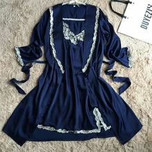 Inplusni женский халат, платье, наборы, мягкий, эмуляция, ремень, вышивка, кружево, одежда для сна, халат из двух предметов, бутик высшей категории, ms, одежда для сна