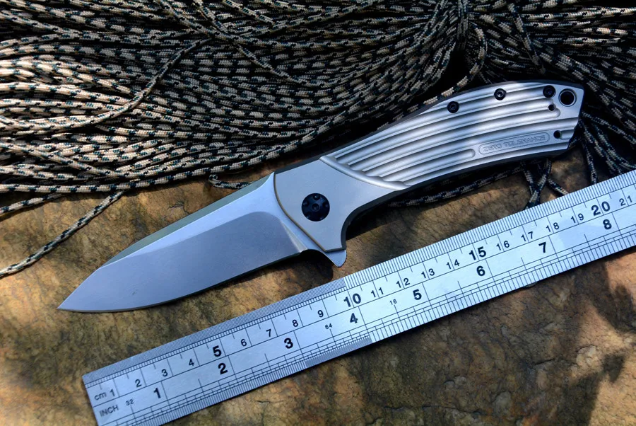 

Y-START ZT0801 Flipper folding knife 3.5" D2 blade ball bearing washer Titanium alloy handle outdoor hunting pocket knives
