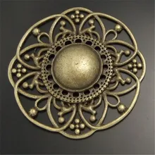 GraceAngie 5 шт. античная бронза стиль полые круг цветок Подвески с узором бусины 50*50*6 мм 02746