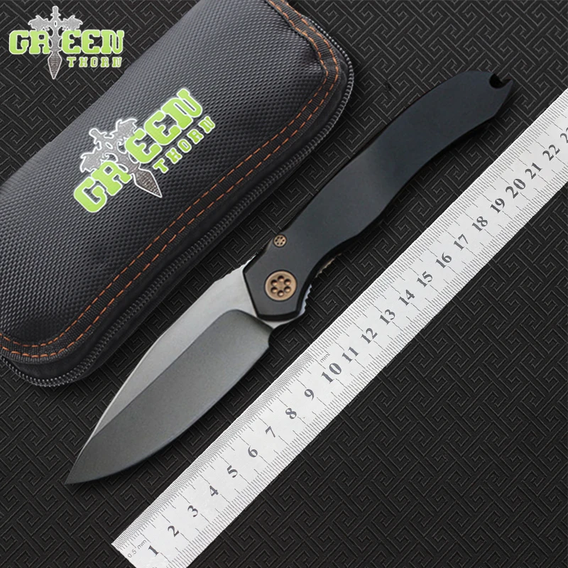 

Green thorn 2016 New MT bearing tactical folding knife D2 blade aluminum handle camping hunting outdoor knife pocket EDC tools