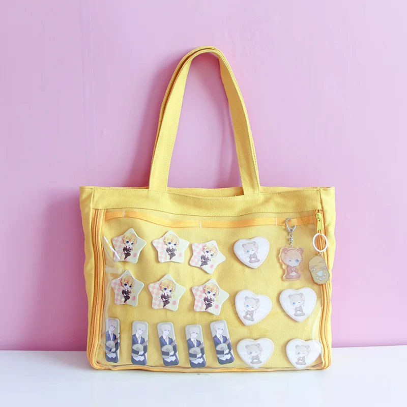 Японский Wego Ita сумка Kawaii прозрачное окно Лолита Холщовая Сумка сумка на плечо карамельный цвет прекрасный Itabag - Цвет: Цвет: желтый
