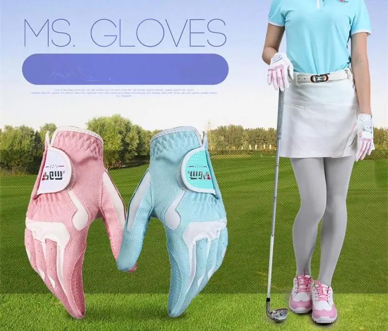PGM Для женщин Гольф перчатки левая рука и правая ручная одежда устойчивая микрофибра тканевые перчатки с объёмным рисунком из мультиков противоскользящие женские перчатки для гольфа спортивные перчатки