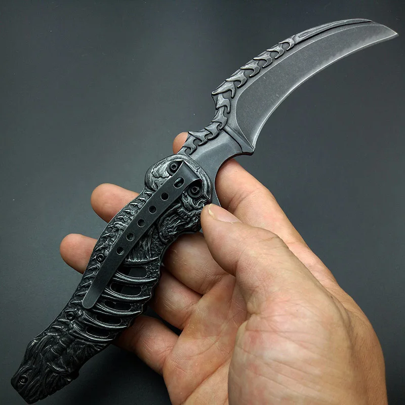 Костяшки череп нож Stonewash 7CR13 karambits Складной нож Тактический складной нож коготь ножи хорошее качество