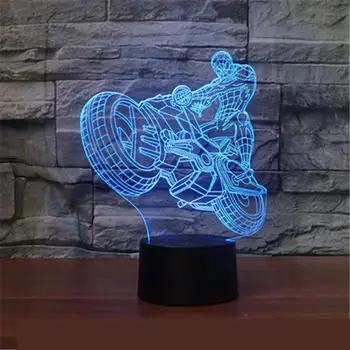 

New Motorcycle 3d Stereo Lamp Colorful Visual Led Night Light Remote Touch switch Lovely 7 color change 3D Lamp