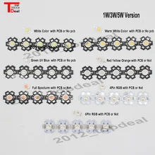 1 Вт 3 Вт 5 Вт Теплый/белый королевский синий/оранжевый УФ Фиолетовый RGB высокой мощности Светодиодный светильник с PCB или не pcb 10 шт./лот