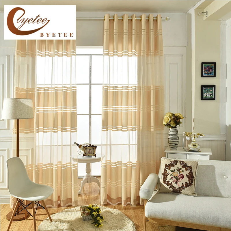 [Byetee] de cocina de Organza gasa de lujo cortinas para habitación Cortina de ventana cortinas Cortina Rideaux Voilage Visillo