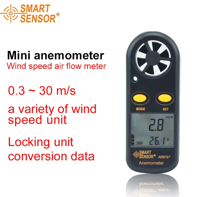 Smart Sensor AR816 High quality Pocket Wind Speed Gauge Electronic