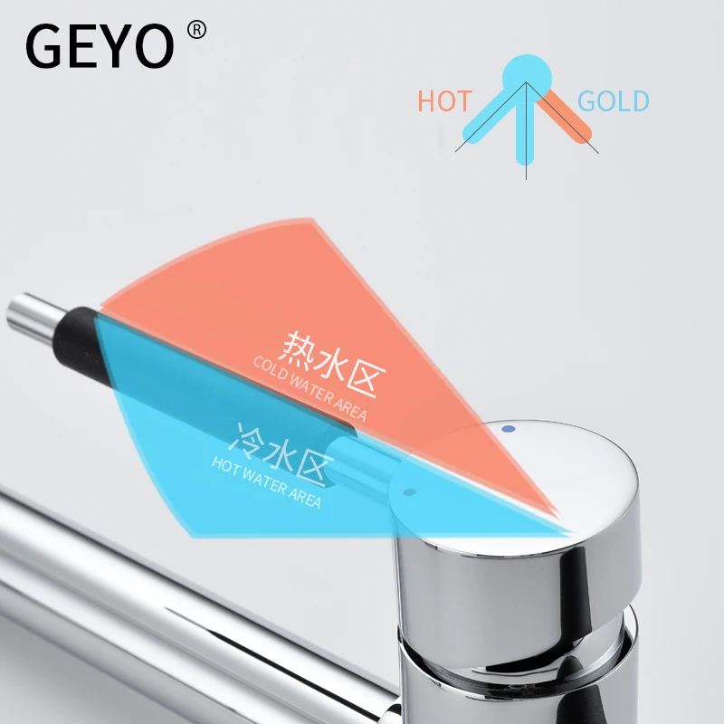 GEYO Kitchen Faucets Silver Single Handle Pull Out Kitchen Tap Single Hole Handle Swivel 360 Degree Water Mixer Tap Mixer Tap