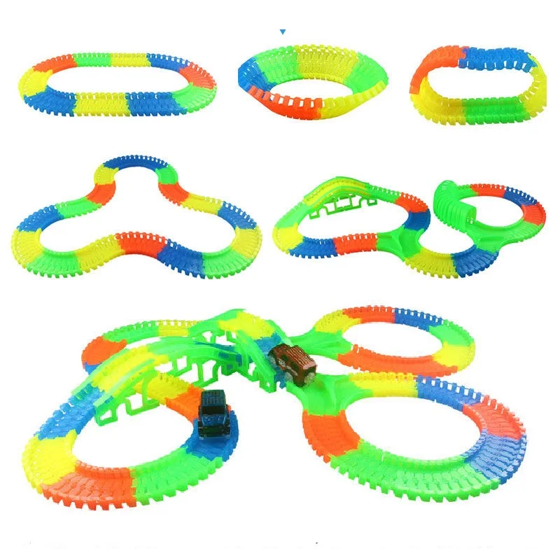 

Glow Racing Track Set 5 track light led Car Flexible Light Tracks Toy 162/220/240 race track Flexible
