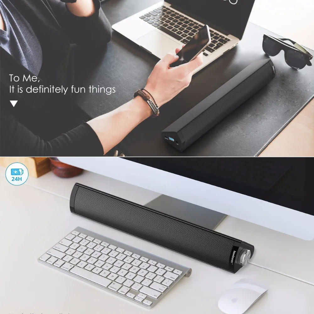 Lewinner 20 Вт Портативная колонка Bluetooth беспроводной динамик 3D объемный сабвуфер HiFi