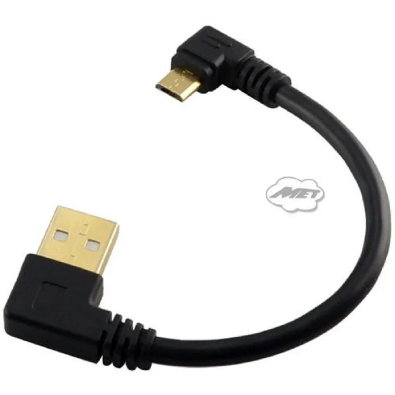 DANSPEED 15 см золотая пластина USB 2,0 A папа левый угол к микро Мужской правый угол позолоченный короткий кабель Кабель-адаптер для передачи данных