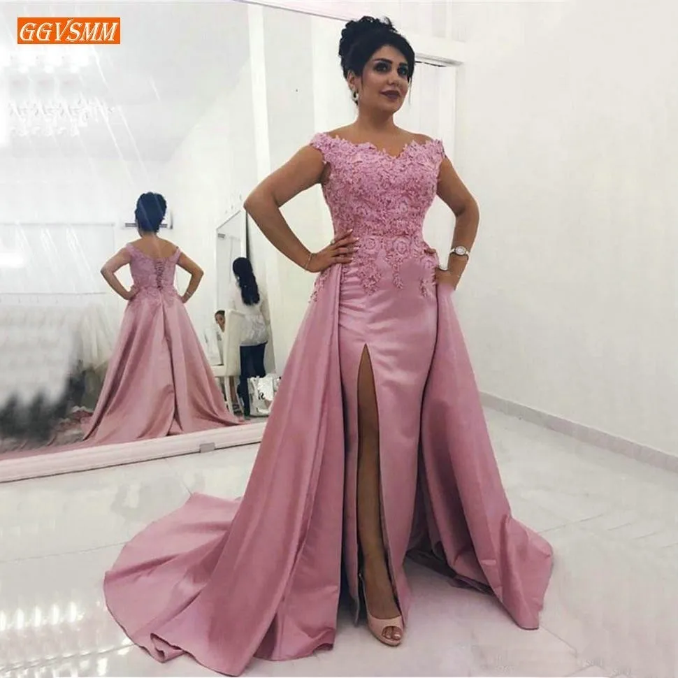 

Graceful Satin Hot Pink Prom Dresses Long Lace Appliques Floor Length Mermaid Prom Gowns Custom Made Formal Women Party Dress