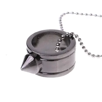 

Tungsten Steel Self Defense Supplies Ring Women Men Safety Survival Finger Ring with Chain Tool