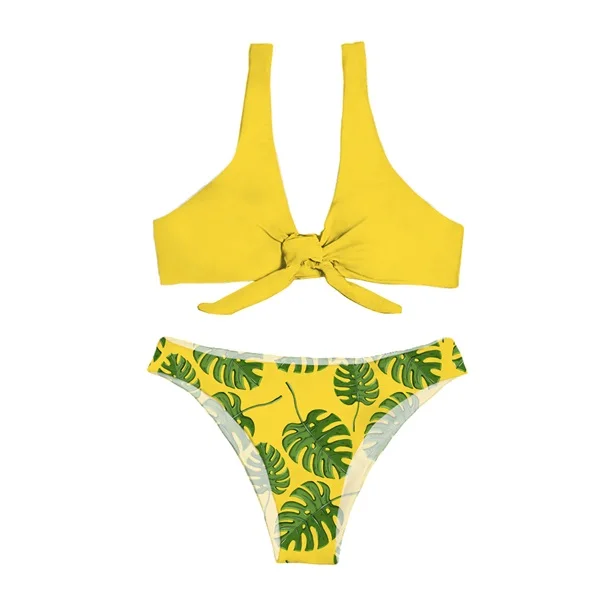 HMF871Z51 INSTANTARTS тропический Monstera лист печати Топы передний Лук купальники с завязками женский летний комплект бикини бразильский купальный купальник пляжная одежда пуш-ап - Цвет: HMF871Z51