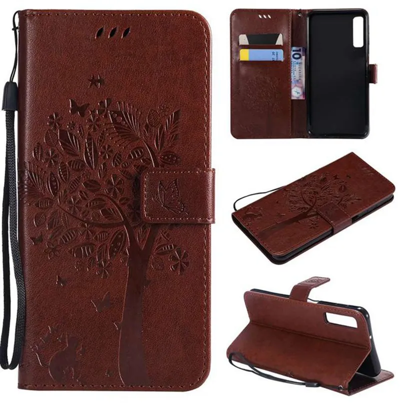 

Flip Leather Case For Samsung Galaxy A6 A7 A8 A9 plus 2018 A750 A920 Relief Wallet Cover Stand Phone Case