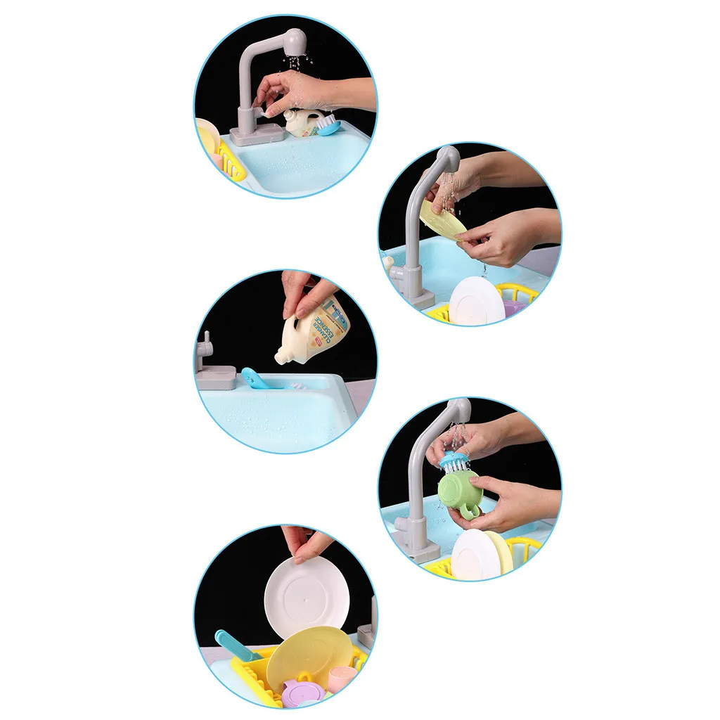 Mudança de Cor Crianças Brinquedos Pretend Play Kitchen Sink Calor Sensível Termocrômico Dishwash Playhouse Tool Kit Casa Limpa 8 Cheap Brinquedos de cozinha