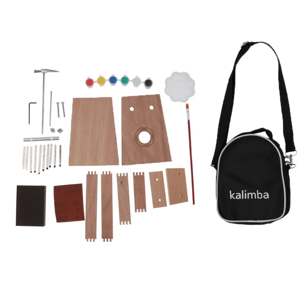 

1 Set 10Key Mahogany Kalimba DIY Parts Finger Percussion Thumb Piano Kit with Storage Bag