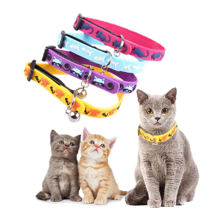 

Soft rubber collar with bell for kittens Elastic cats necklaces pet dogs cat animals collars adjustable dog cat puppy products