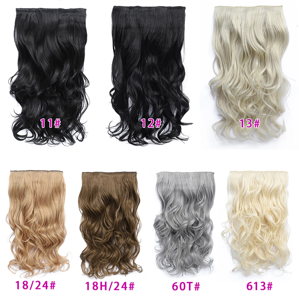 Wavy Clip in Hair Extensions 4 Clips in One Piece Natural Halo Hair Extensions 24 Inch 190g Synthetic Hair Extensions For Women