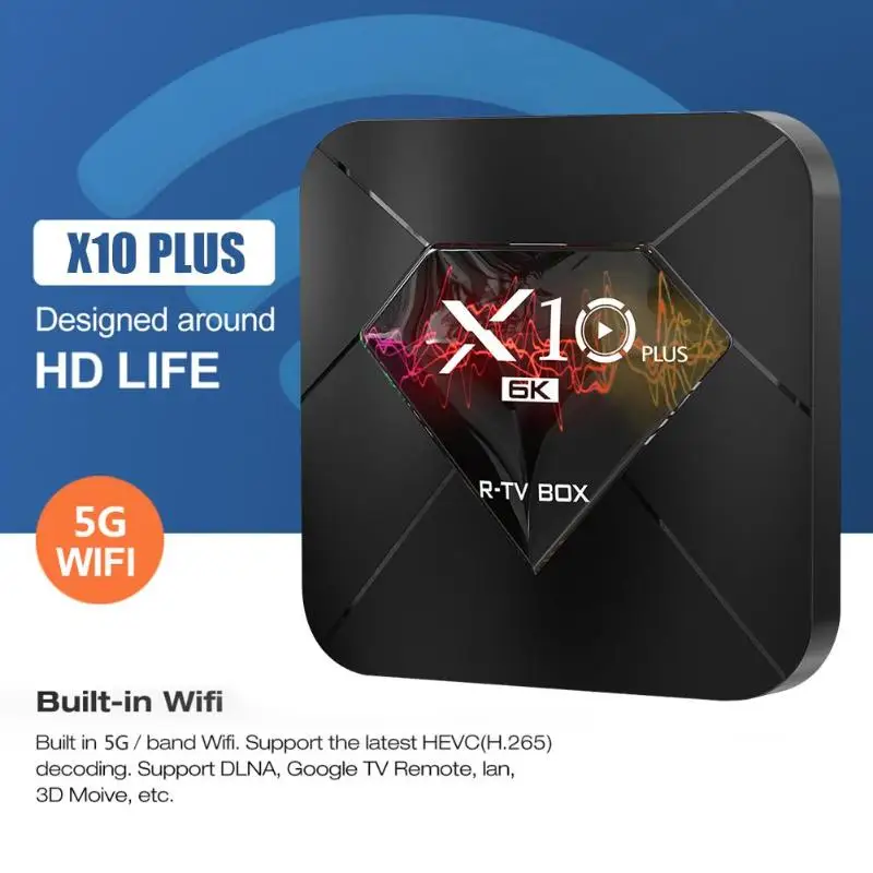

X10 Plus Android 9.0 Smart TV Box WiFi Quad-Core 4GB 32GB 64GB RAM 3D H.265 TV BOX 6K Media Player Set-top Box