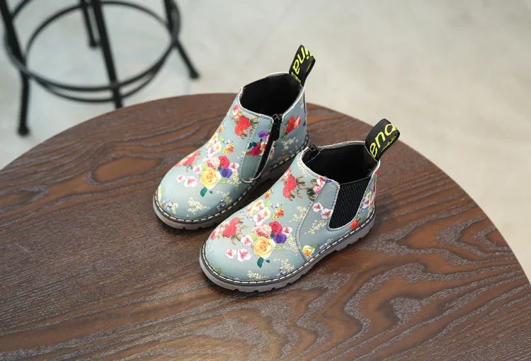 Йоркзалер весна осень детские ботинки для девочек высокого качества с цветочным принтом детская обувь искусственная кожа повседневная обувь для девочек