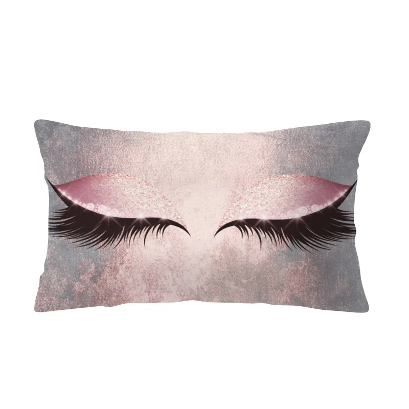Гламурные ресницы подушка для талии для глаз фиолетовая розовая подводка для глаз макияж Красивая персиковая кожа наволочка декоративный стул Прямоугольная подушка