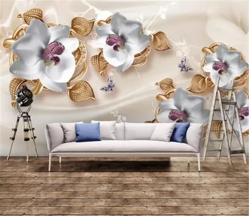 

Custom Any Size 3D Mural Wallpaper Luxury 3D Jewelry Flower TV Background Wall Decoration Mural Wallpape