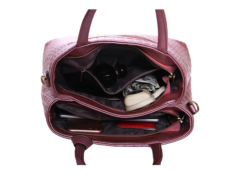 2018 Для женщин композитный Сумки Vintange женские сумки комплект из 3 предметов дамы большая сумка тиснением Сумки Tote