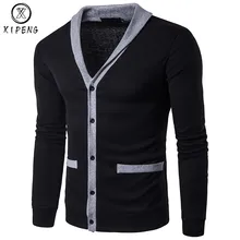 Кардиган свитер Для мужчин Фирменная Новинка Однобортный v-образным вырезом тянуть Homme Повседневное Slim Fit Для мужчин Лоскутная Трикотаж Свитер Hombre