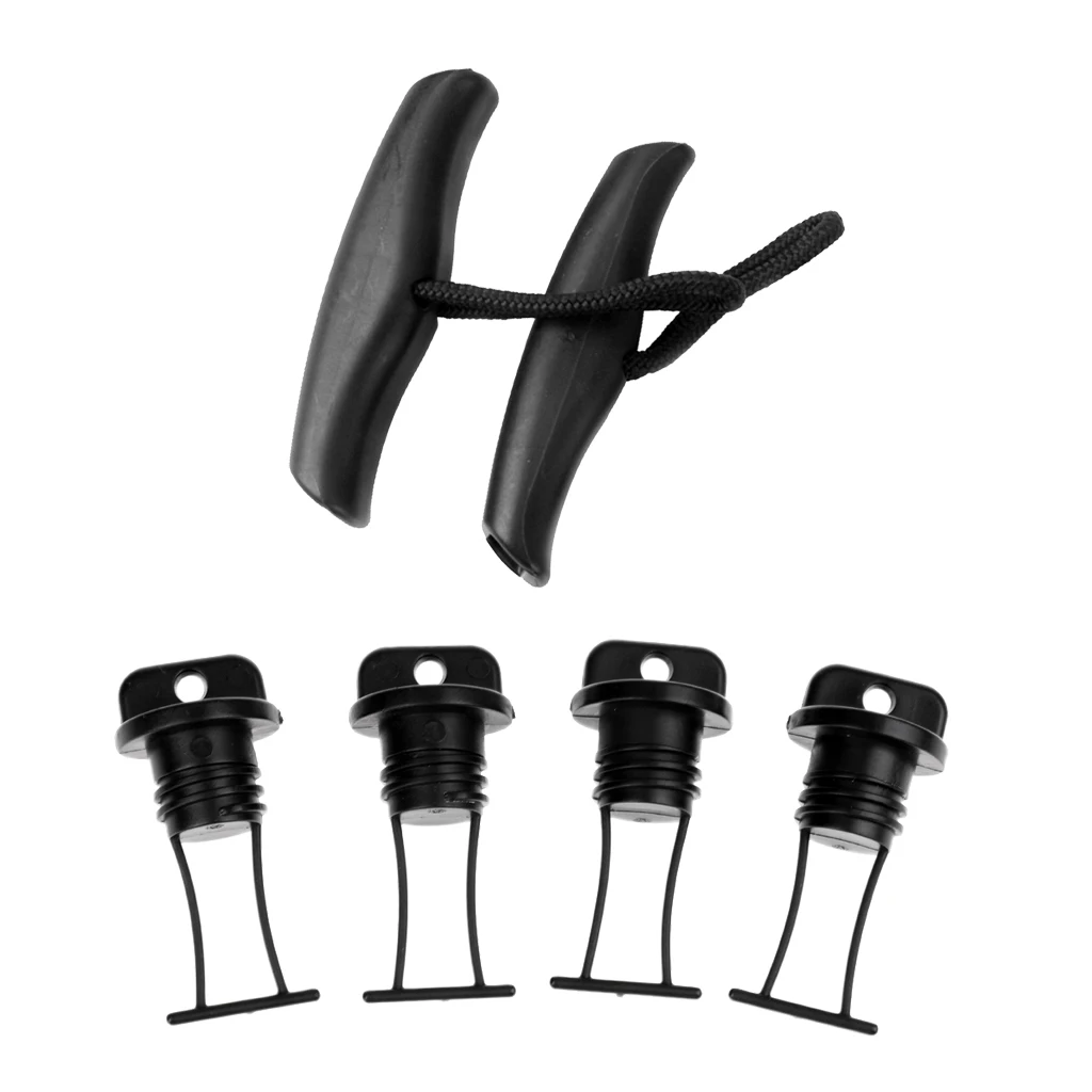 6pcs  Nylon Kayak Toggle Handle W/ Cord Rope+ Plastic Hull Drain Plug Bung for Fishing Boat Canoe Kayak Accessories