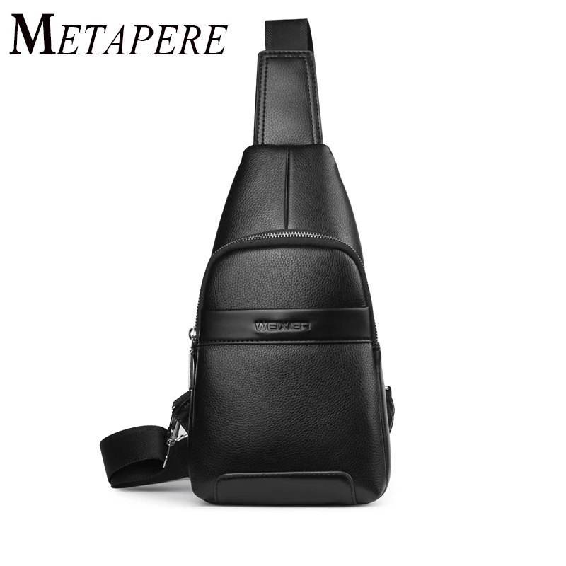 Mens Chest Bag PU Leather Zipper 2018 New Male Shoulder Crossbody Messenger Bag Anti Theft Black ...