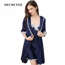 MECHCITIZ новое женское сексуальное атласное Шелковое Вечернее Платье Пижама-халат Нижнее белье Ночное белье Домашний халат