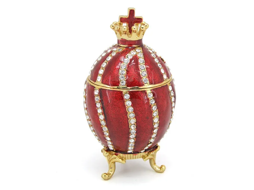 Free shipping elegant decorative crown faberge egg jewelry trinket box metal crafts wedding gifts | Дом и сад
