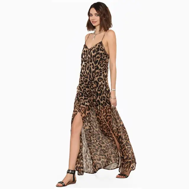 leopard print chiffon maxi dress