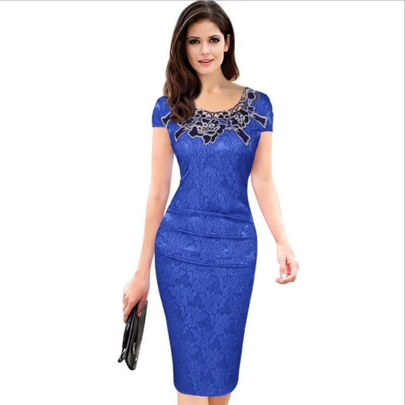 Womens embroidery Elegant Vintage Dobby fabric Hollow out embroidered Ruched Pencil Bodycon Evening Party Dress