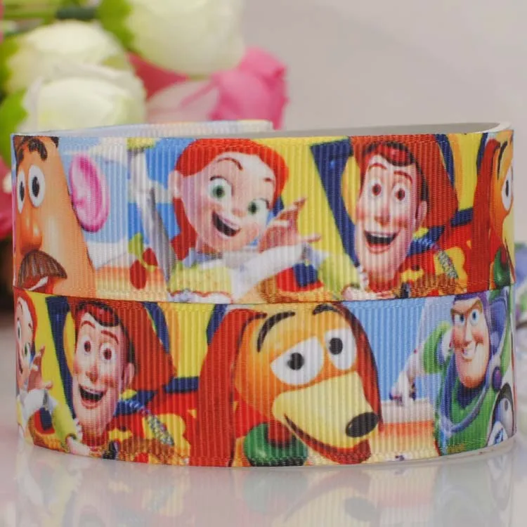 

50 yards 7/8 " 22 mm lively Toy Story pattern print grosgrain tape cartoon ribbon DIY handmade hair bow