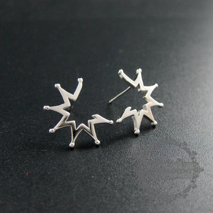 Серьги гвоздики в виде полузвезды из серебра 1702126 пробы 15 мм|silver earring studs|sterling silver