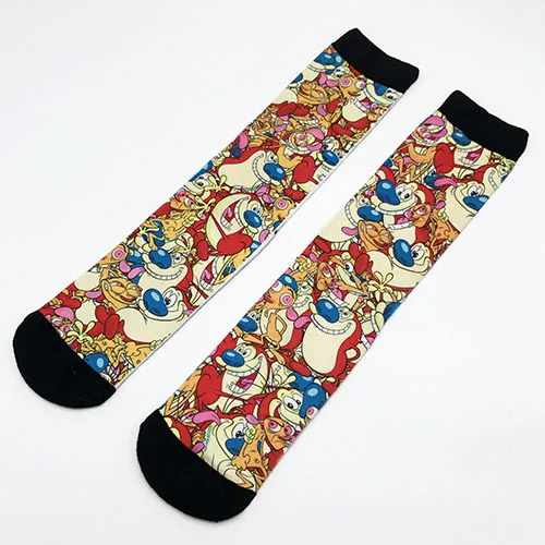 Счастливые Мультяшные животные принты мужские и женские модные забавные носки с 3d принтом 200 Вязание масляной живописи Компрессионные носки - Цвет: Многоцветный
