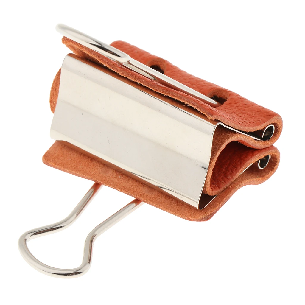 Stainless Steel Office File Ticket Paper Binder Clips with Leather Covered