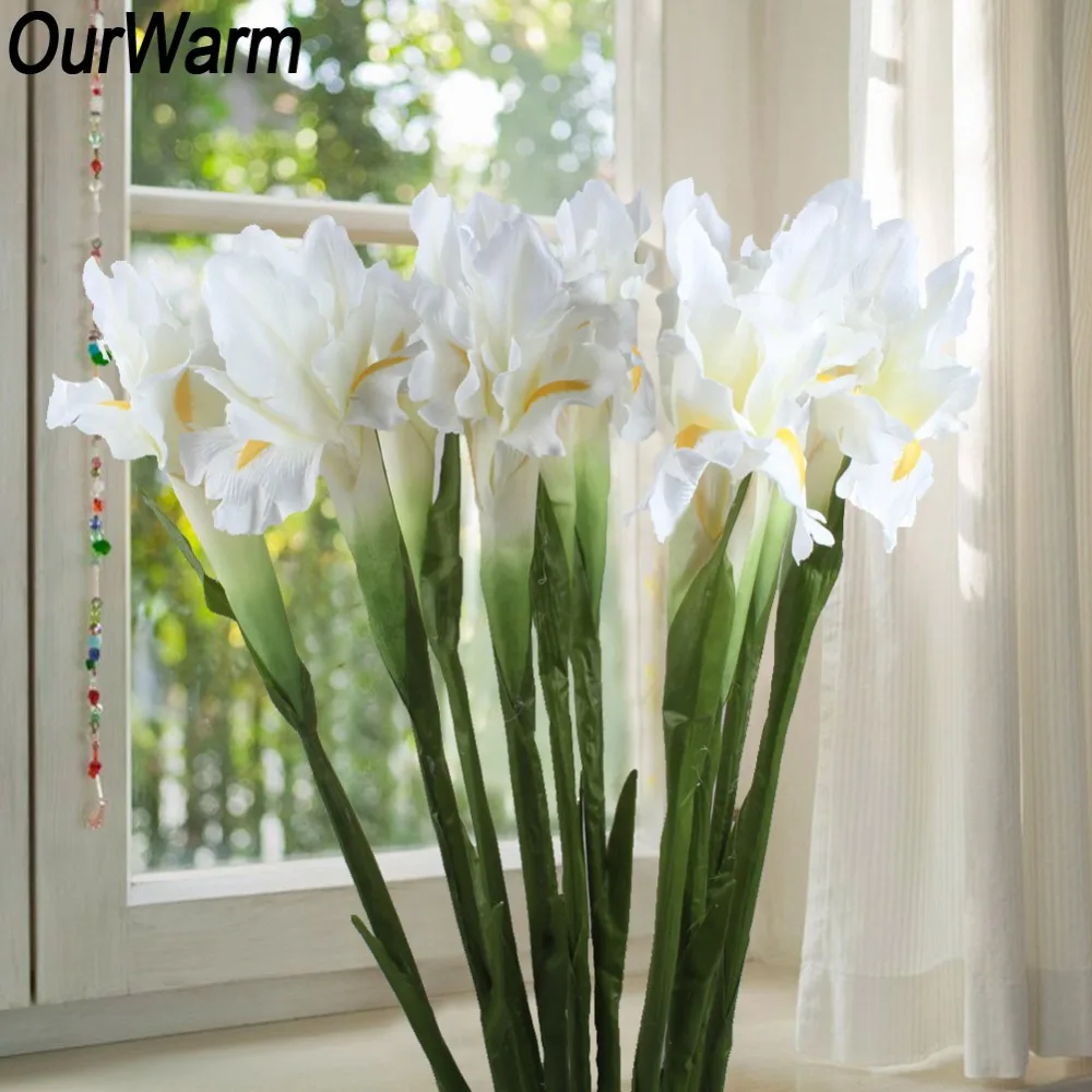 

OurWarm 10pcs Real Touch Iris Artificial Flowers for Wedding 68cm Fabric Decorative Fake Flowers Table Decoration Accessories