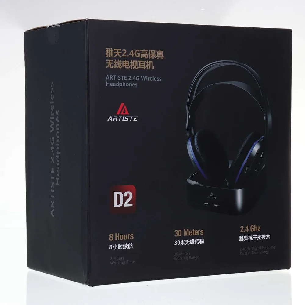 Artiste D2 2,4 ГГц HiFi Bluetooth наушники глубокий бас беспроводные телевизионные наушники с передатчиком док-станция для мобильного телефона музыка