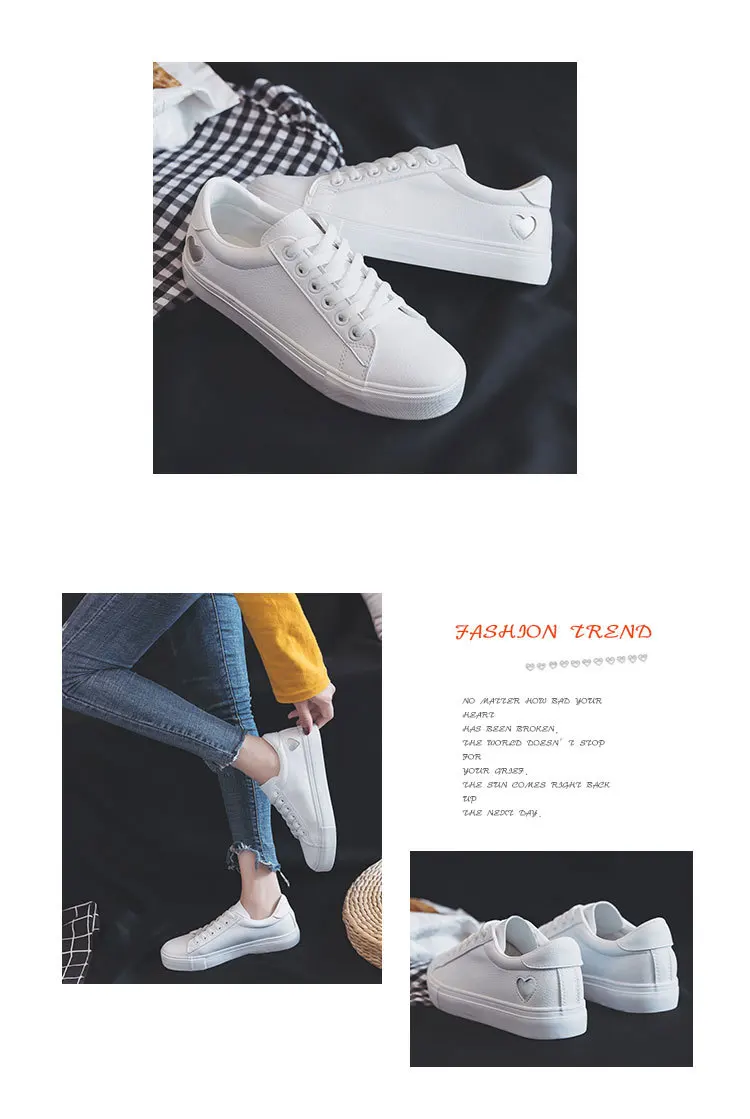 Love Heart/Женская Белая обувь, женская Весенняя коллекция 2019 года, новые женские белые кроссовки, повседневная обувь на шнуровке, обувь для