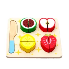 17 см* 17 см детский игровой дом деревянные игрушки с ножом головоломки детские-вырезанные честные четыре фруктов на кухне