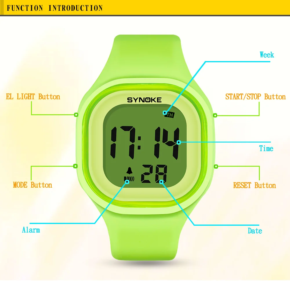 SYNOKE женские часы multi-function съемные детские часы красочные светящиеся женские водостойкие силиконовые светодио дный светодиодные цифровые