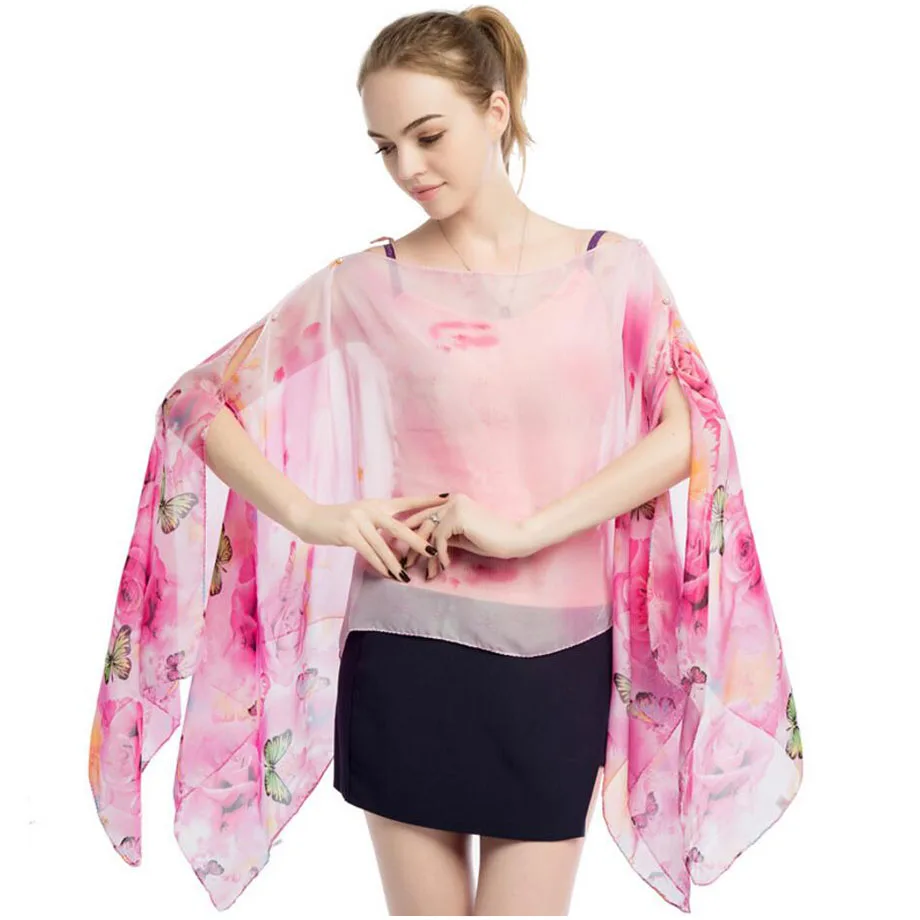 cover ups butterfly floral loose bikini sarong pareossummer beach swimwear shirt scarf wrap