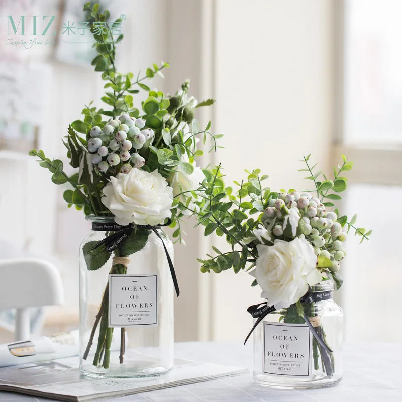 Us 19 31 39 Off Miz Artificial Flowers For Wedding Vases For Flowers Home Decor Artificial Flower Bouquet With Vase Wedding Table Decoration In