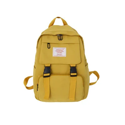 Новые водонепроницаемые нейлоновые женские рюкзаки большой емкости несколько карман на молнии рюкзаки в стиле преппи школьные рюкзаки для девочек - Цвет: Цвет: желтый