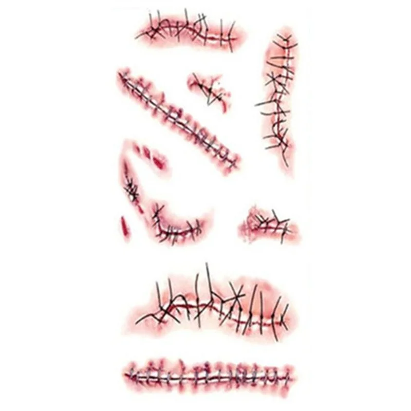 Bloodstain Scar Stickers 3D Bright Sticker 10PCS Funny Halloween Horror Wound Lifelike | Дом и сад